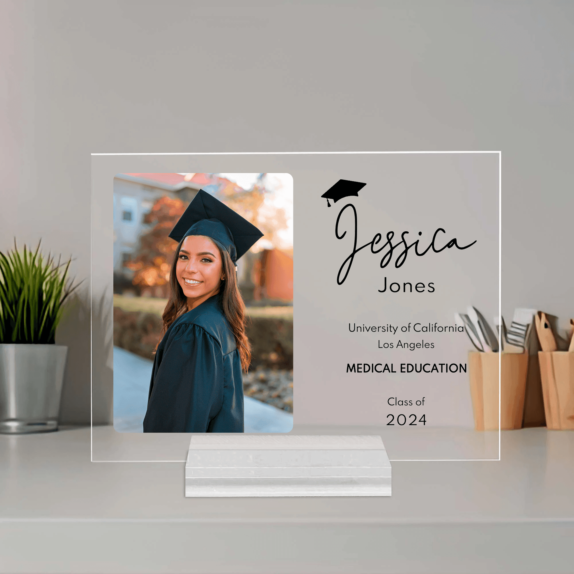 Custom Photo Graduation Gifts For Her/Him - Personalized Custom Horizontal Acrylic Plaque - Senior, Class of 2025 Graduate, Grandson, Granddaughter, Daughter, Son, Best Friends