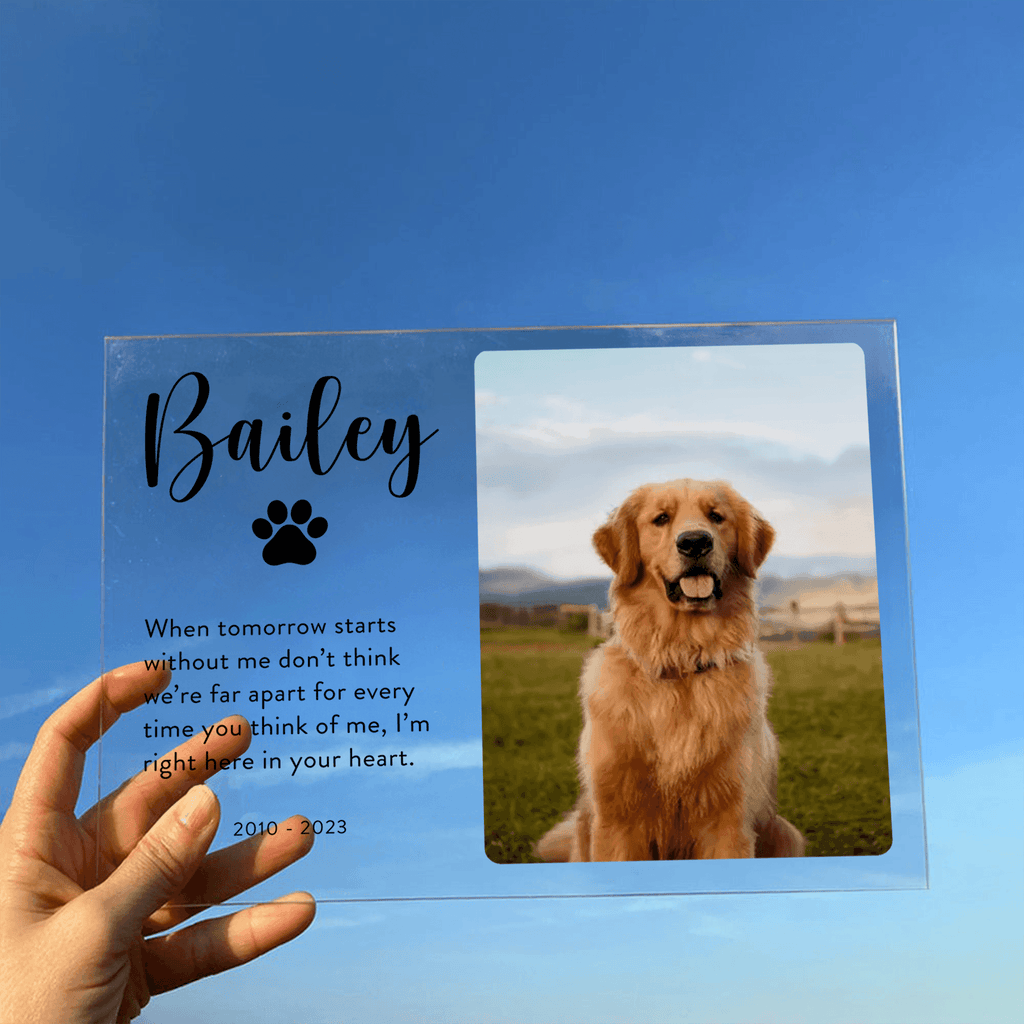 Memorial Plaque with Photo - Personalized Gifts for Pet Loss, Sympathy Gift for Cat, Dog and Any Other Animals | Custom Acrylic Plaque