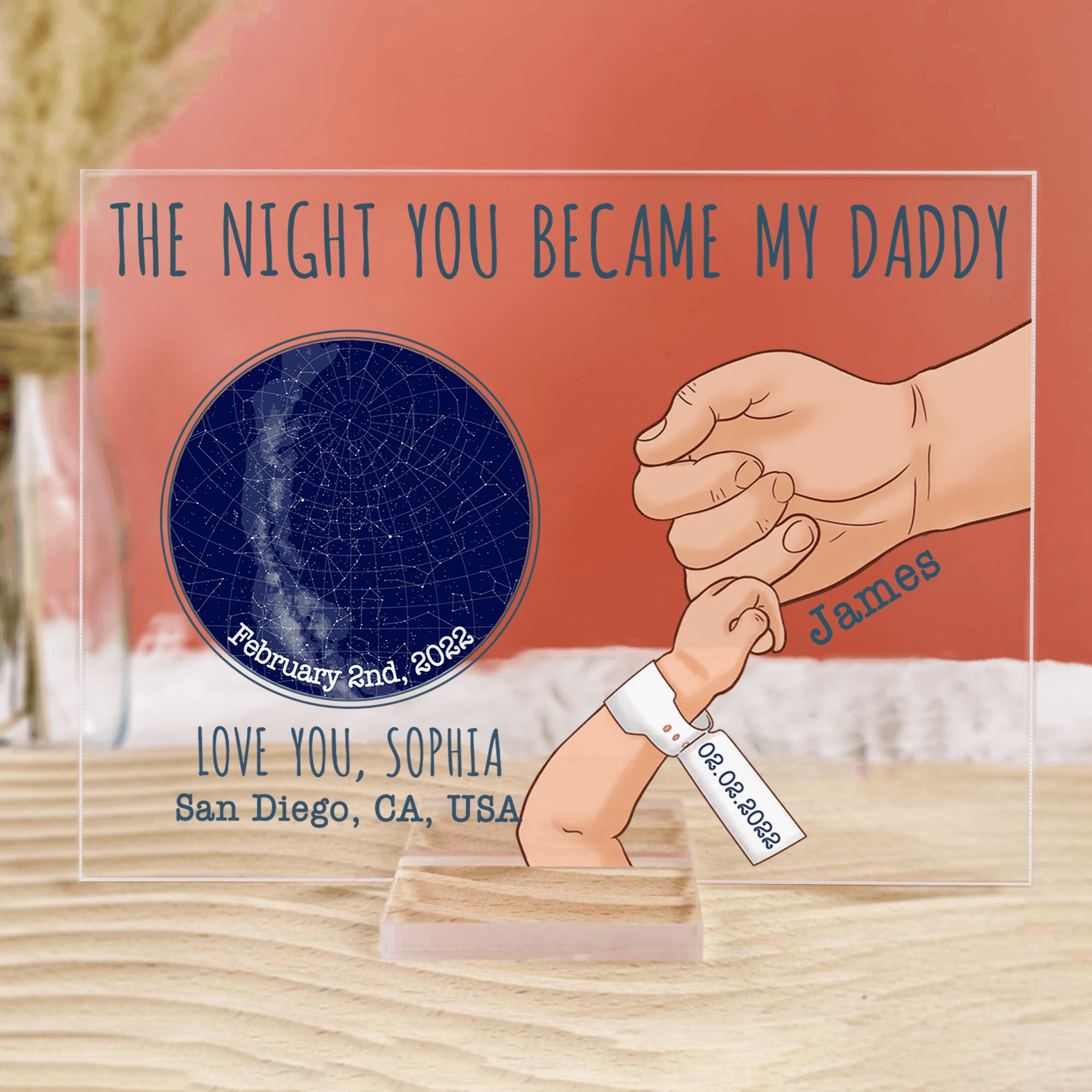 Custom Photo The Night You Became My Daddy - Personalized Acrylic Plaque - Star Map for Father's Day Gift for Dad, First Time Dad