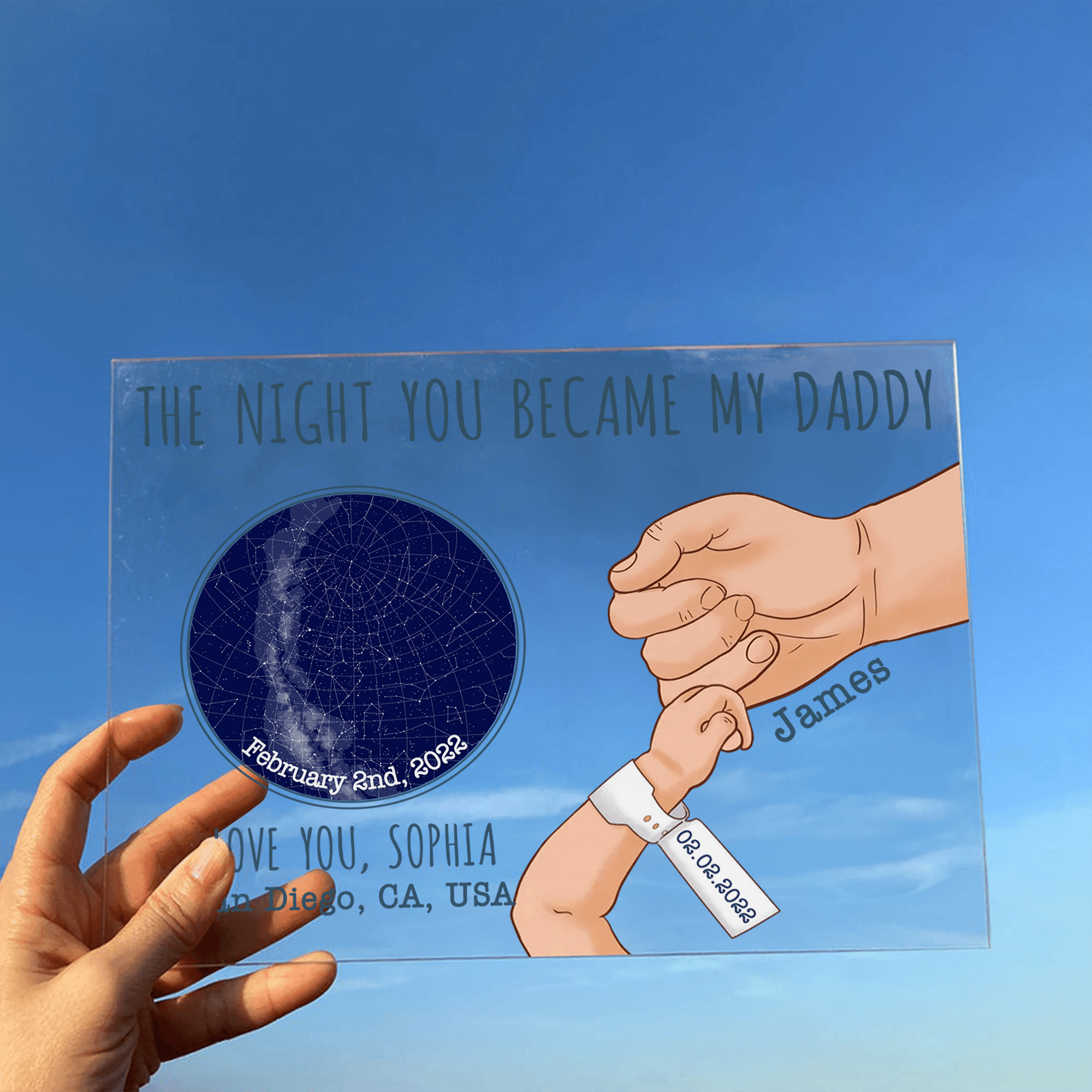 Custom Photo The Night You Became My Daddy - Personalized Acrylic Plaque - Star Map for Father's Day Gift for Dad, First Time Dad