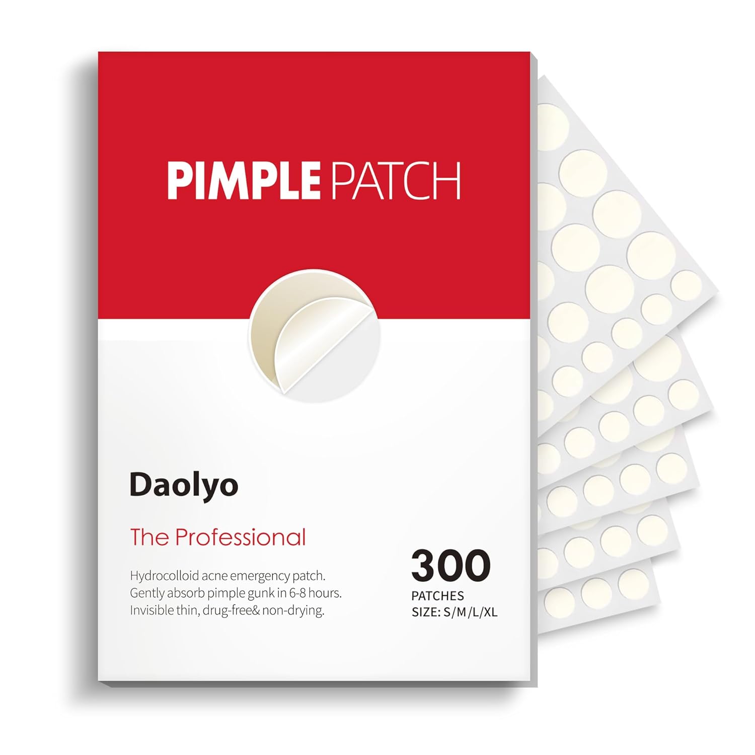 Pimple Patches for Face, 4 Size 300 Counts Acne Patches, Hydrocolloid Patches for Covering Zits and Blemishes, Spot Stickers with Salicylic Acid, Tea Tree Oil &amp;amp; Calendula Oil