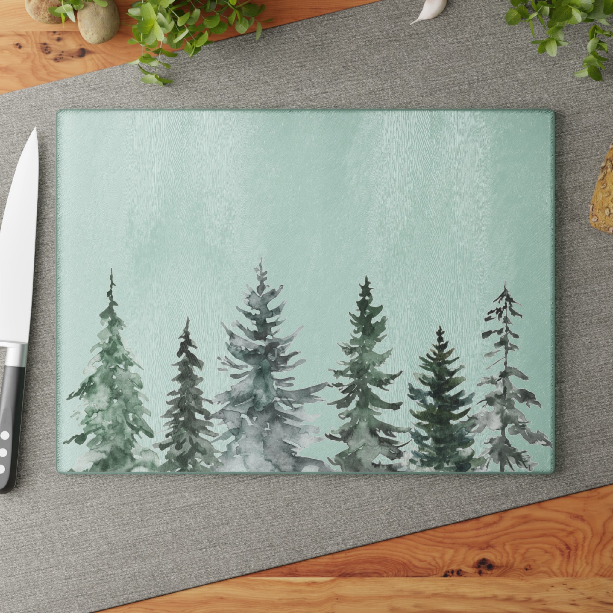 FestivePine Tree Glass Cutting Board