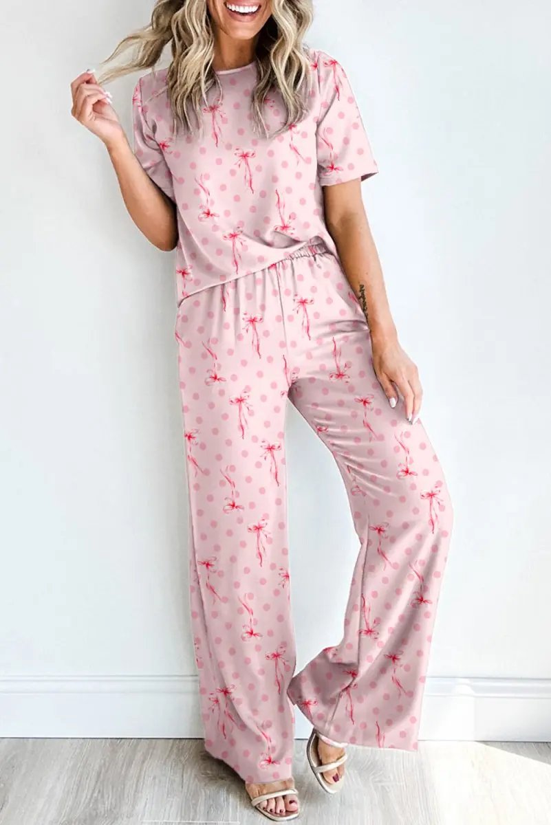 Love Salve Pink Polka Dot Lounge Women&amp;#39;s Pajama Set: Cute, Comfy