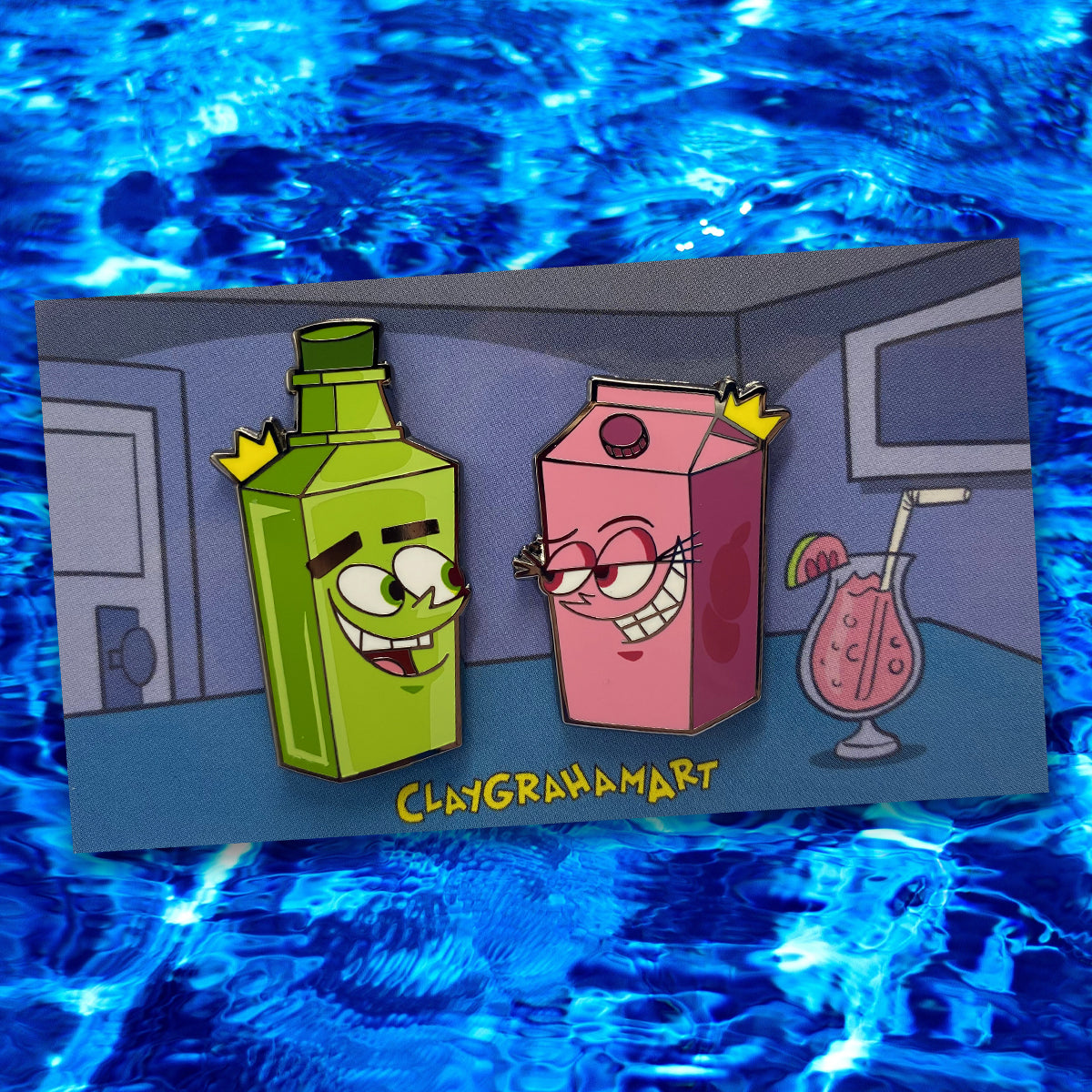 Gin and Guava Juice Hard Enamel Pin set