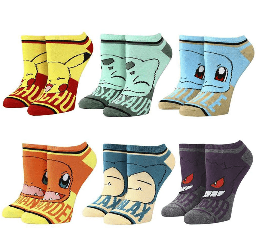 Pokemon Character Names Youth Ankle Sock 6-Pack
