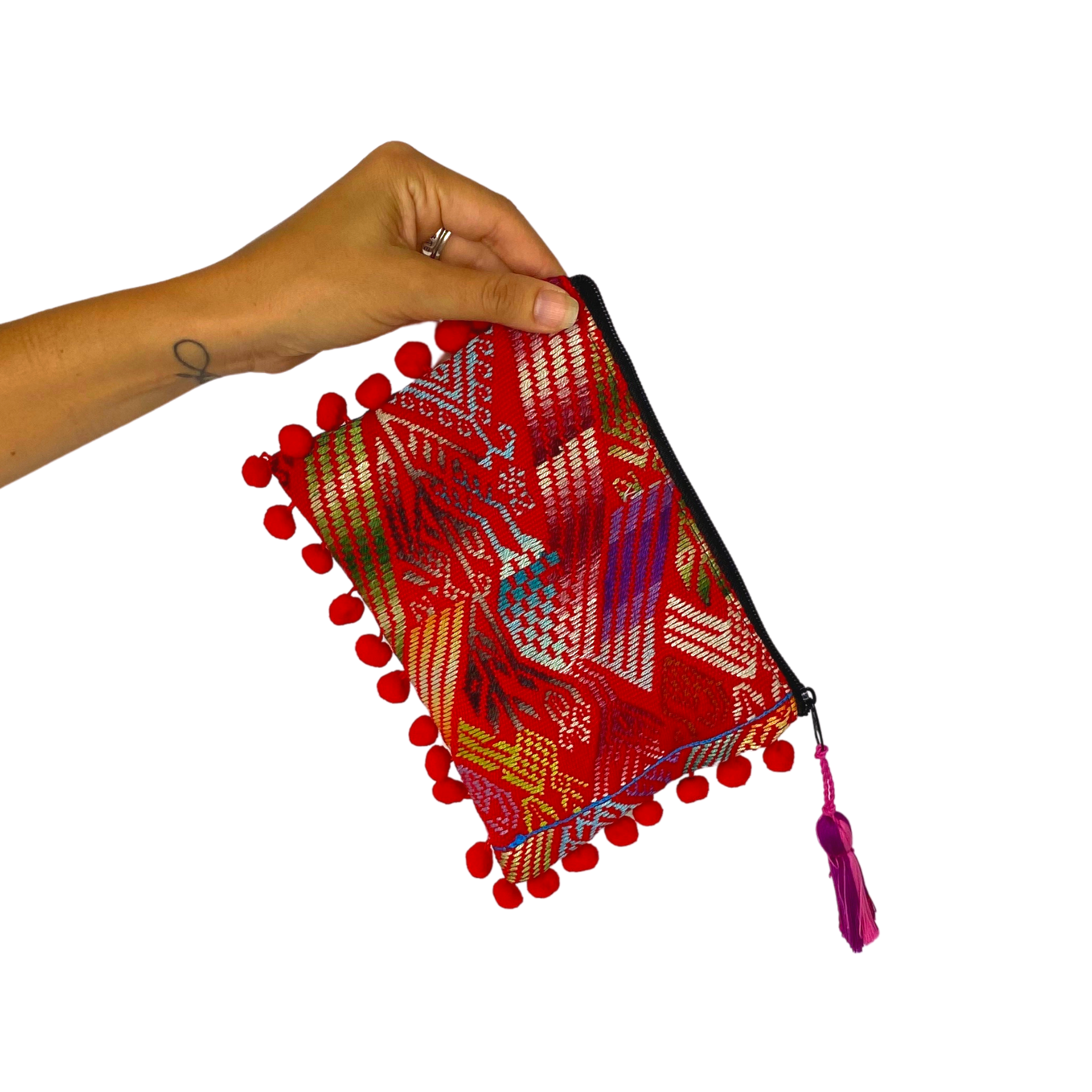 Pom Pom Maya Bag Up-cycled Huipil (Assorted Colors) - Guatemala