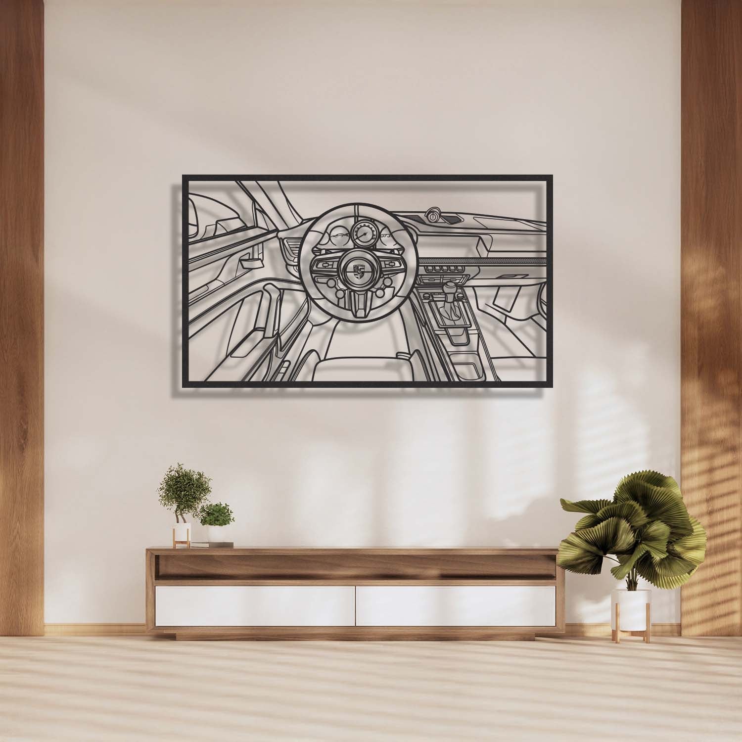 911 GT3 992 Driver&amp;#39;s Cockpit Metal Frame Wall Art - MT1470