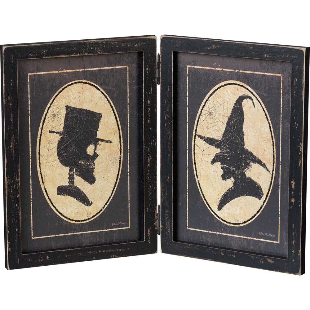 Witch &amp;amp; Skeleton Portraits Hinged Sign