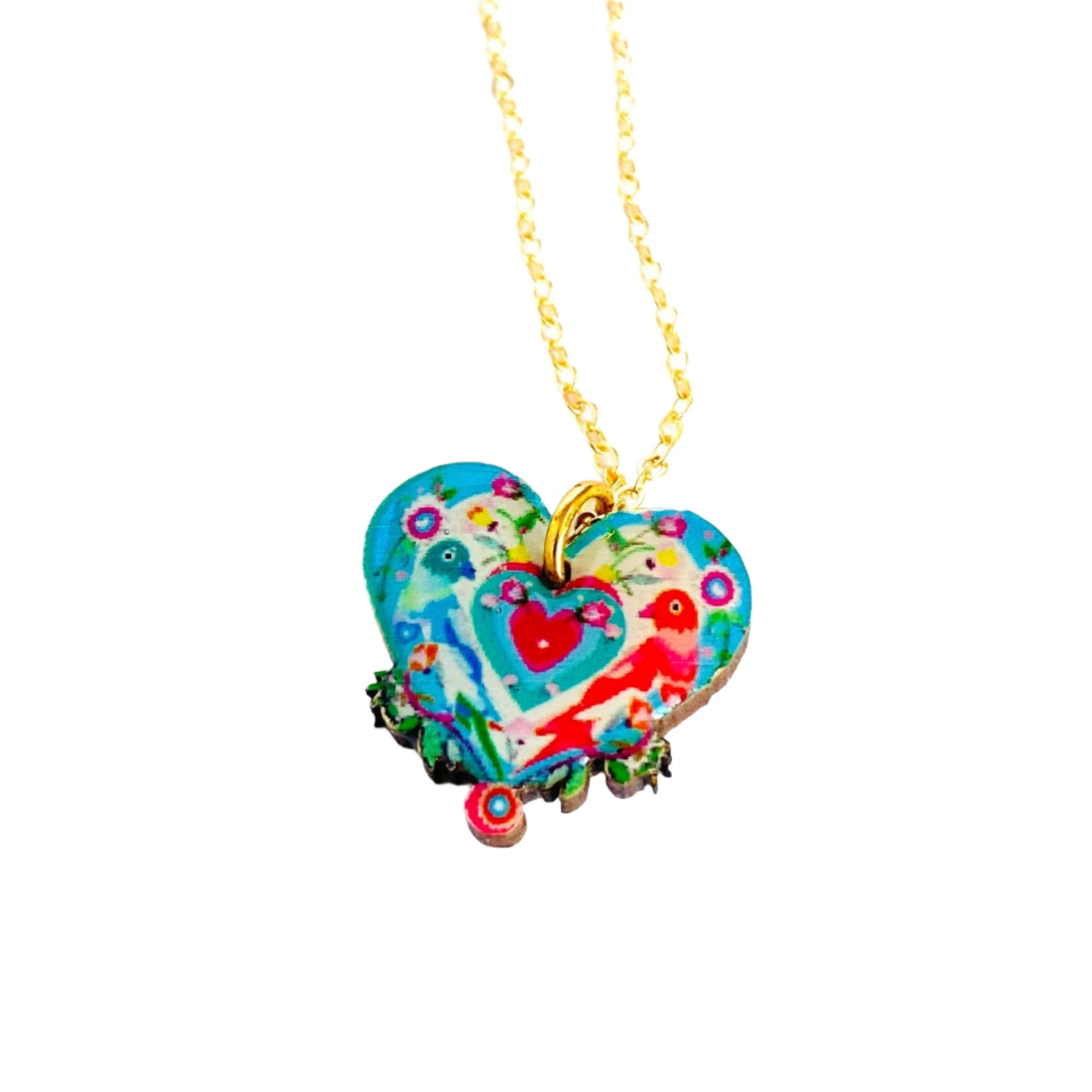 Lovebird Necklace on Gold Chain by Rosie Rose Parker