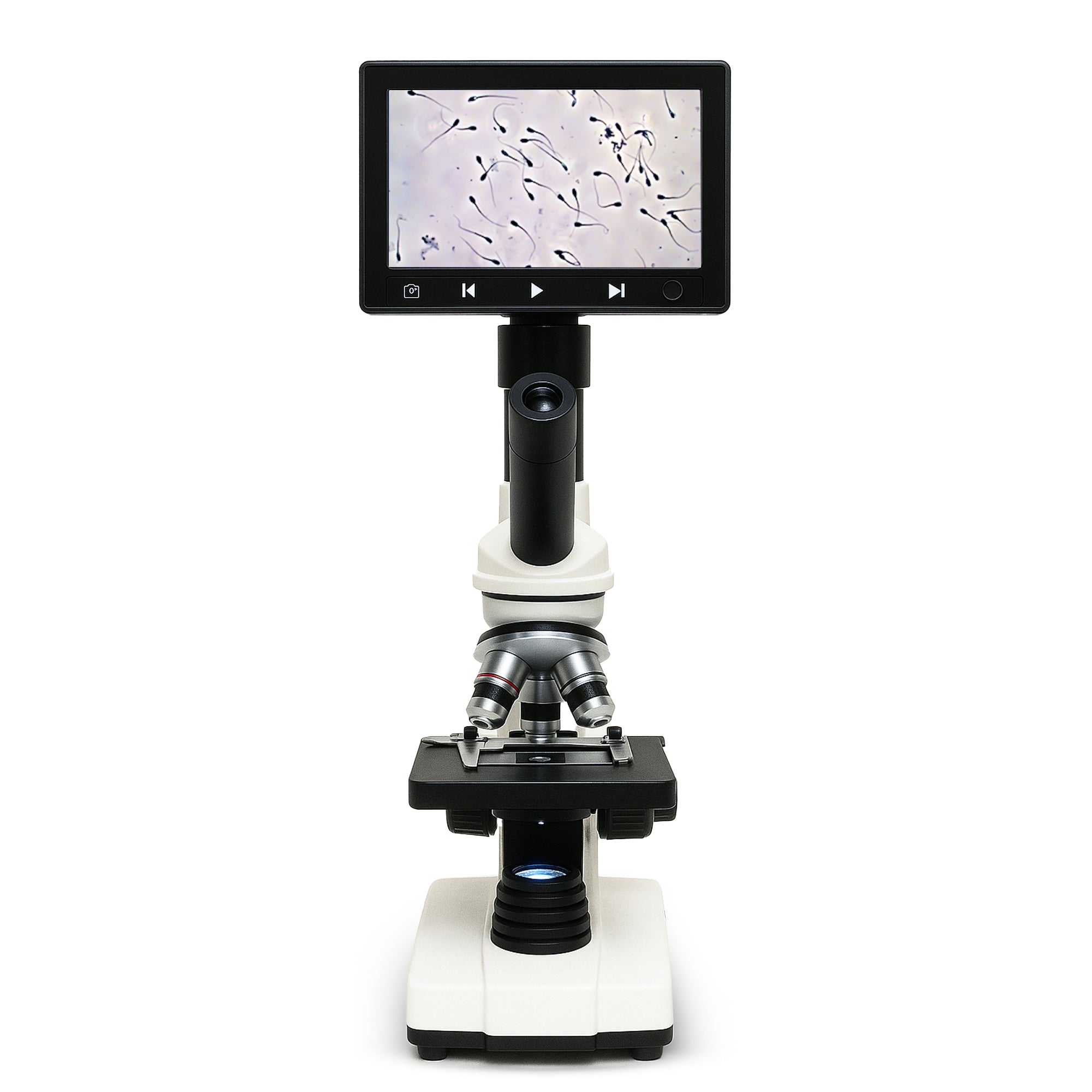 Veterinary Grade Canine Semen Analysis Microscope – 7” HD Display, Dual LED Lighting, WF10X Eyepiece, Slides &amp;amp; Cover Slips, Durable Steel Frame, Portable Metal Carrying Case