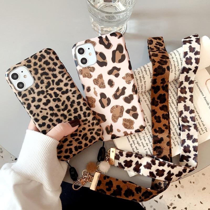 Leopard Print Lanyard iPhone Case