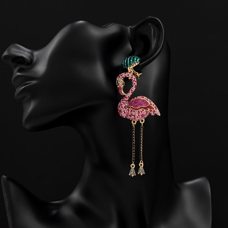 Flamingo Crystal Drop Earrings