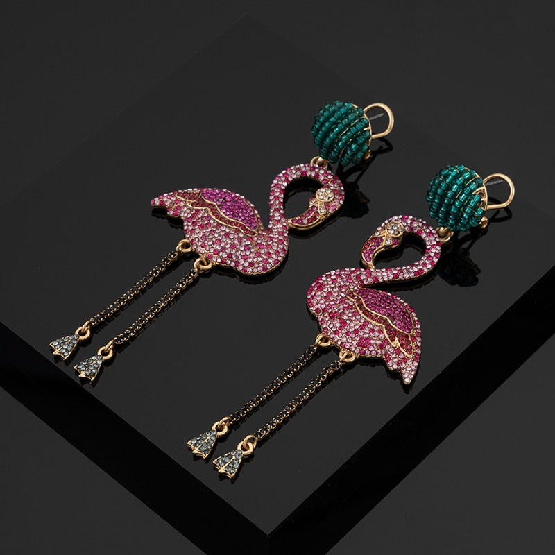 Flamingo Crystal Drop Earrings