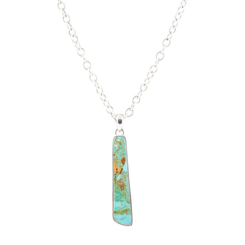 Pueblo Blue Turquoise and Sterling Silver Pendant Necklace