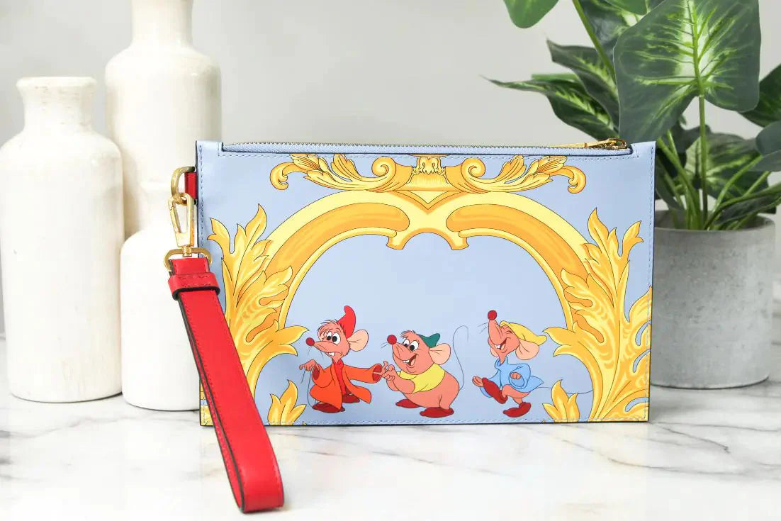 Style Loft Collection x Versace x Disney Cinderella Mice Small Printed Leather Pouch