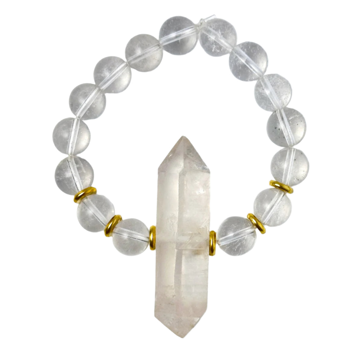 Clear Quartz &amp;amp; Selenite Double Pointed Crystal Bracelet