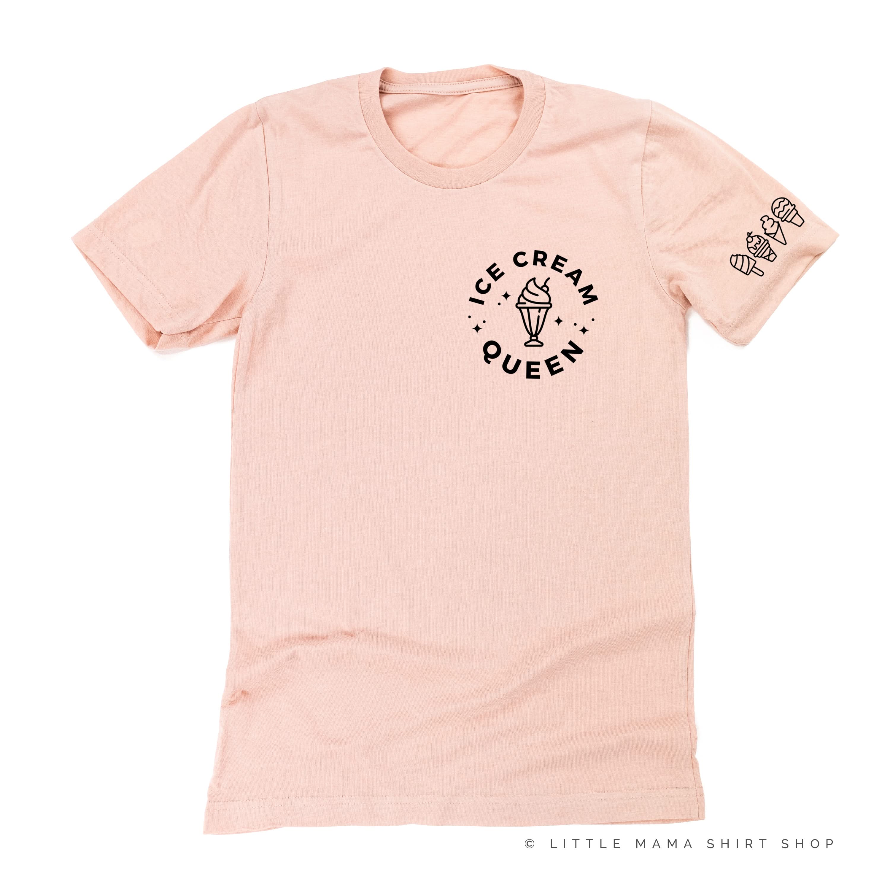 Ice Cream Queen - (Pocket Size) - Ice Cream Sleeve Detail  - Unisex Tee