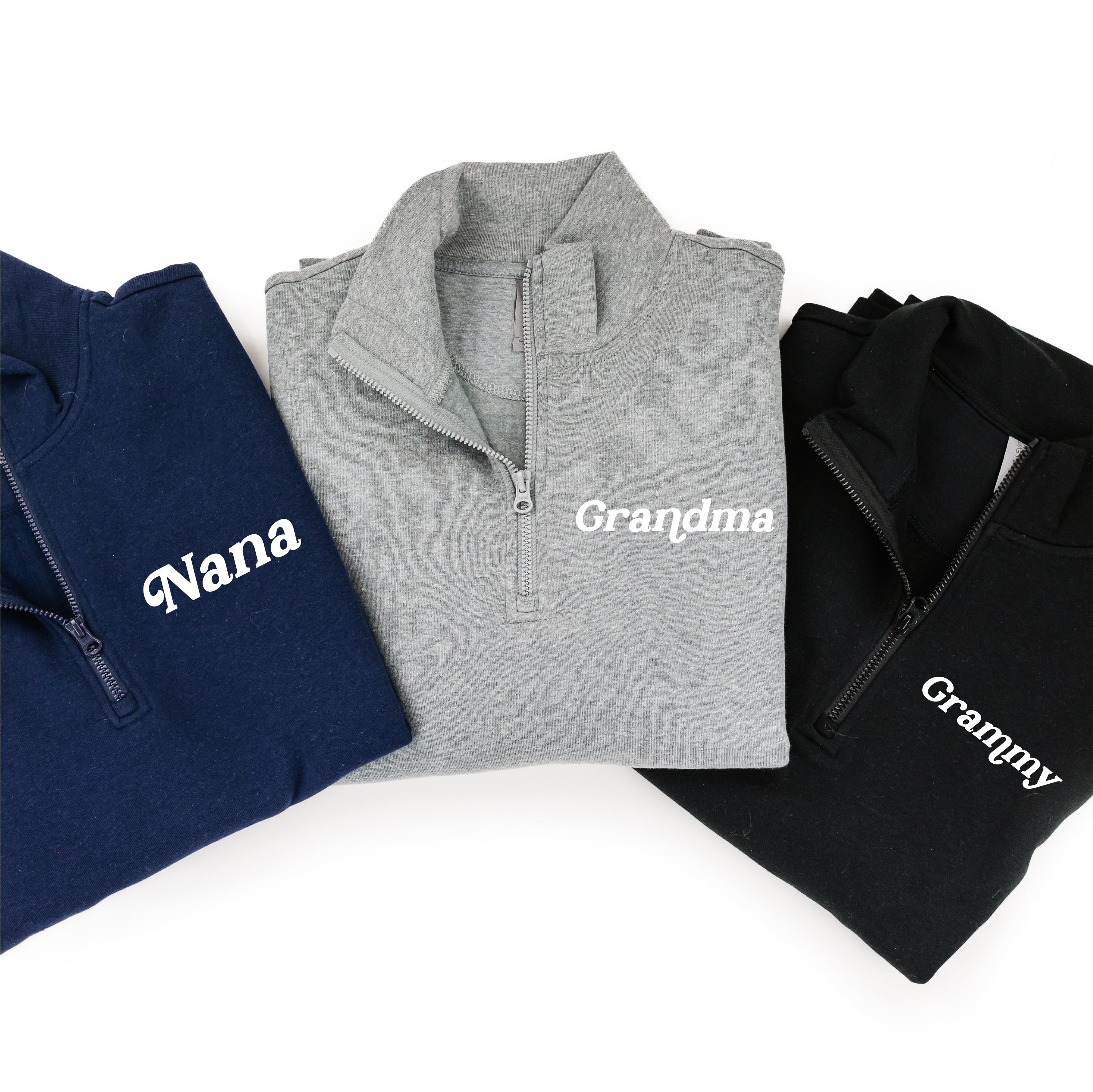 Mother&amp;#39;s Day Quarter Zip Sweatshirt - Multiple Names + Colors Available (white thread)