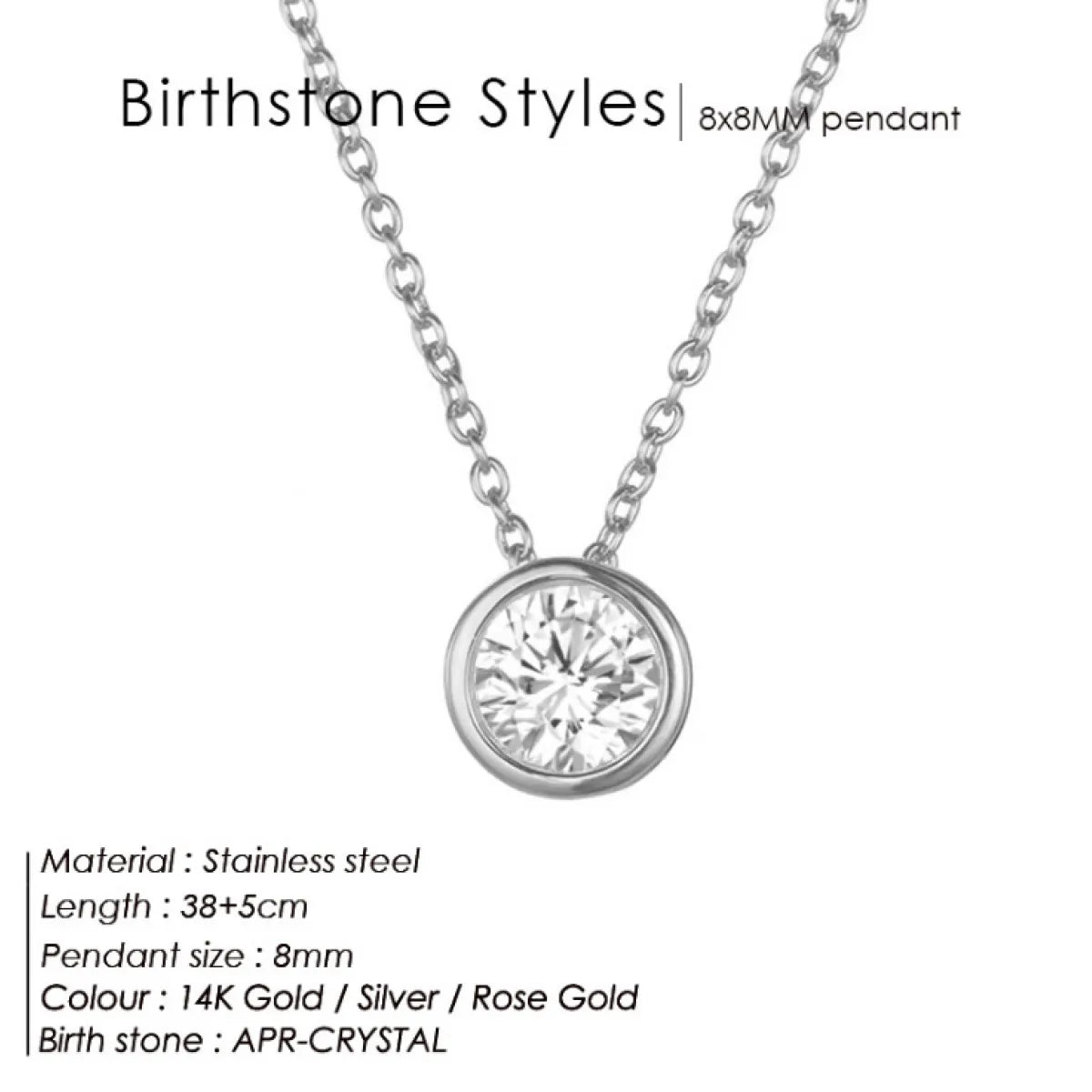 Style Loft Collection Stainless Steel Birth Gemstone Necklace
