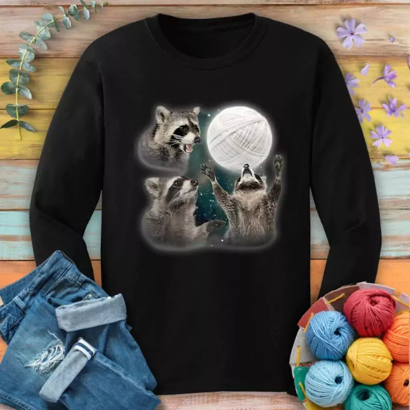 Racoon &amp;amp; Yarn Ball Long Sleeve T-shirt