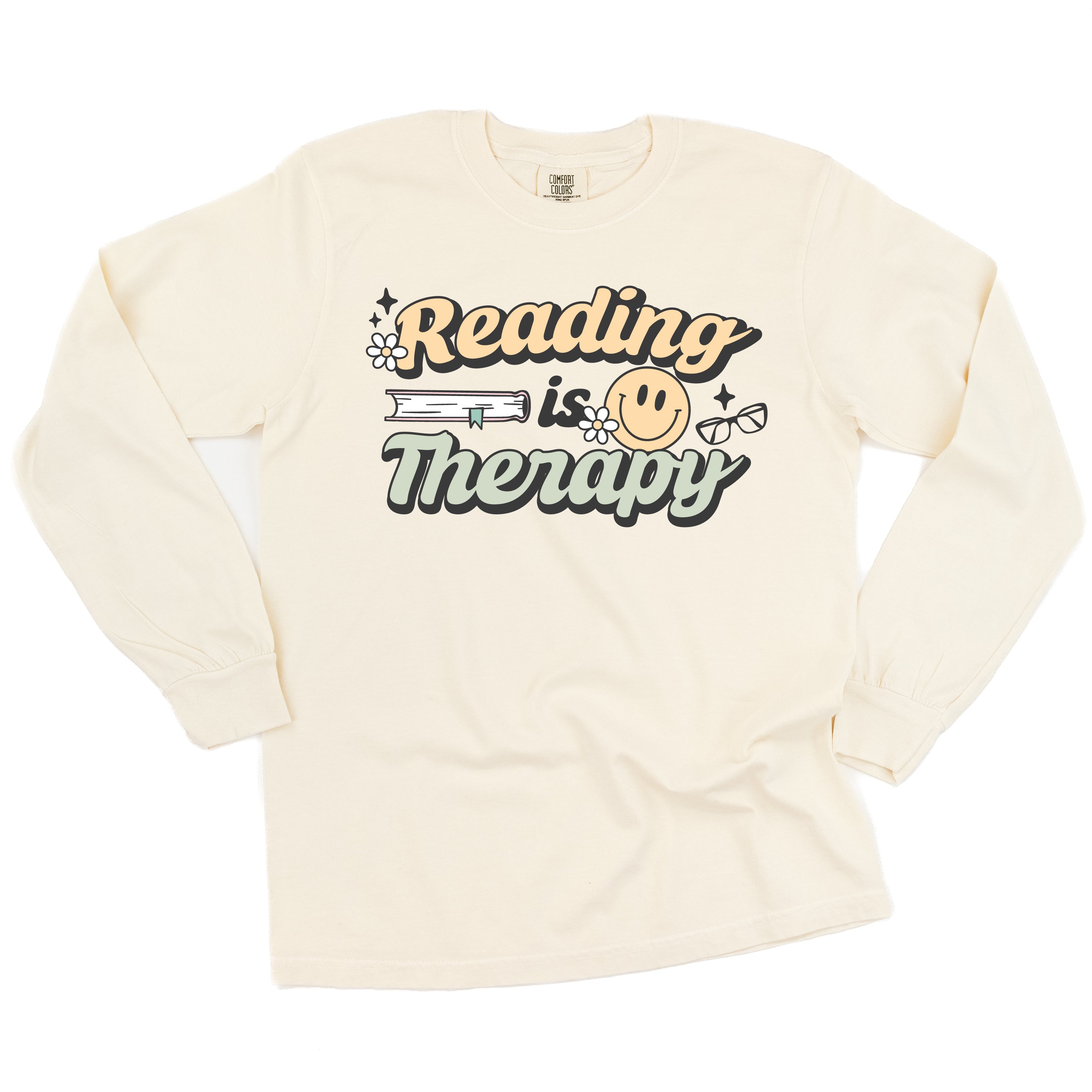 Reading is Therapy - Long Sleeve Comfort Colors Tee