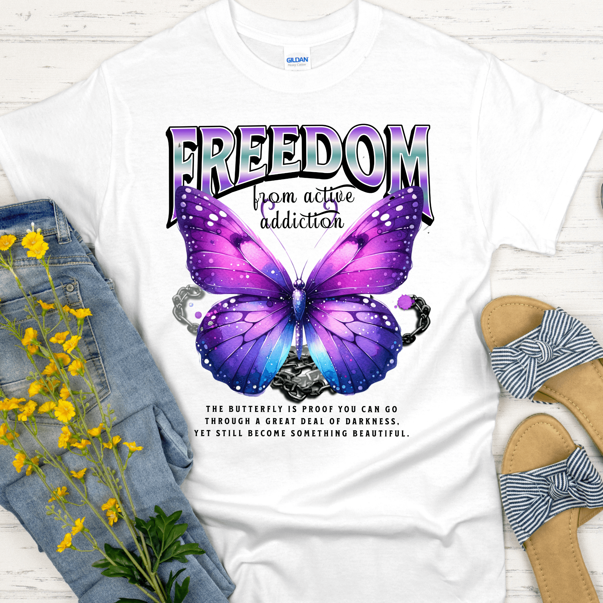 Recovery T-Shirt | Inspiring Sobriety |  Freedom Butterfly