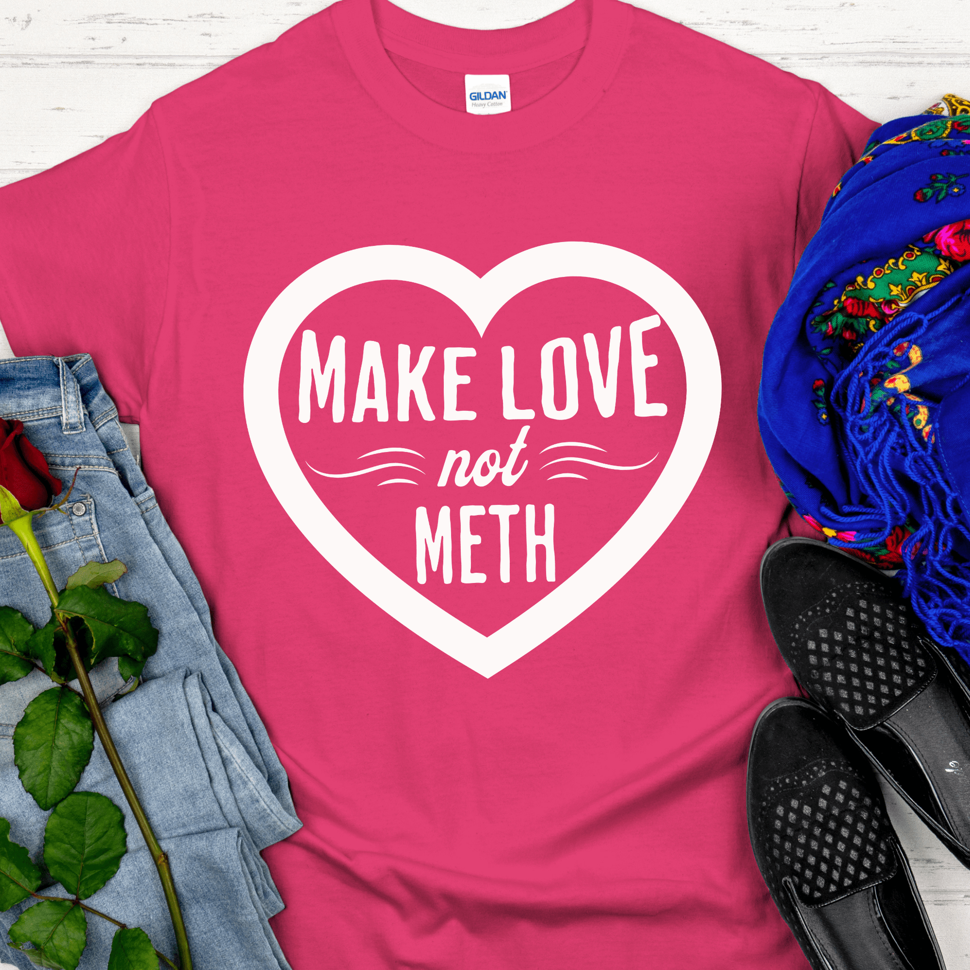 Recovery T-Shirt | Inspiring Sobriety |  Make Love Not Meth
