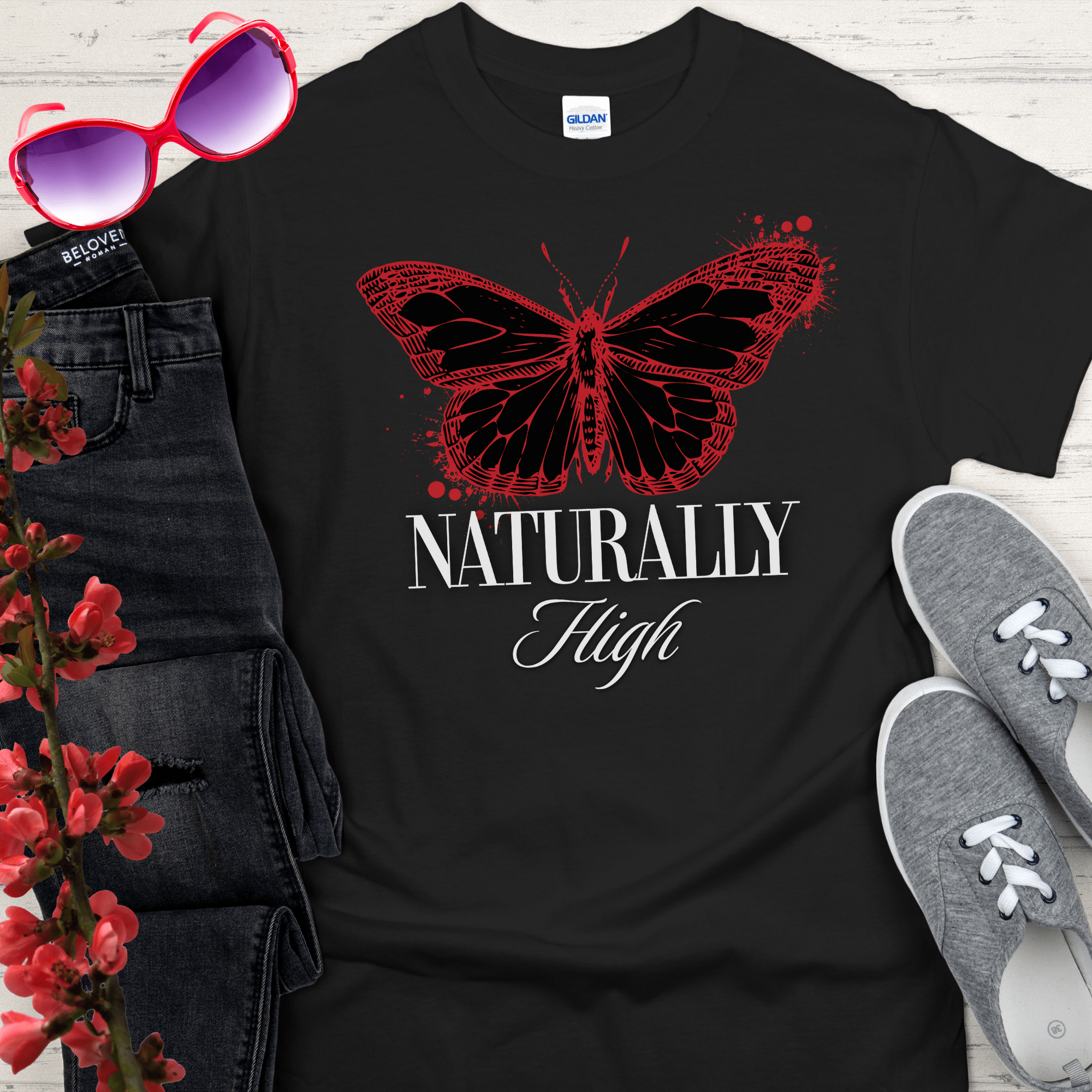 Recovery T-Shirt | Inspiring Sobriety |  Naturally High Butterfly