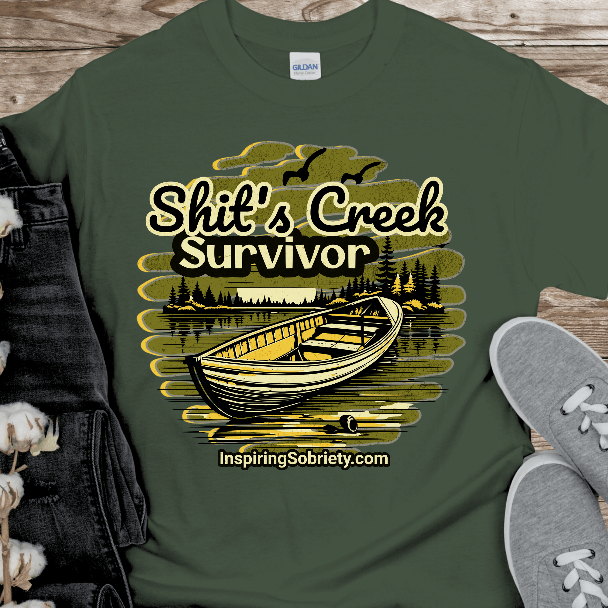 Recovery T-Shirt | Inspiring Sobriety |  Sh!t&amp;#39;s Creek Survivor