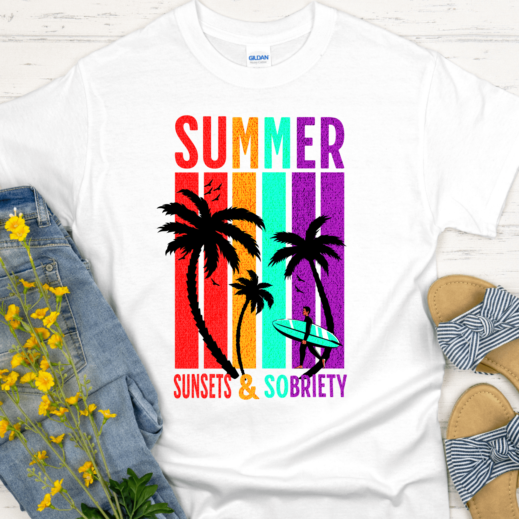 Recovery T-Shirt | Inspiring Sobriety |  Summer Sunsets &amp;amp; Sobriety