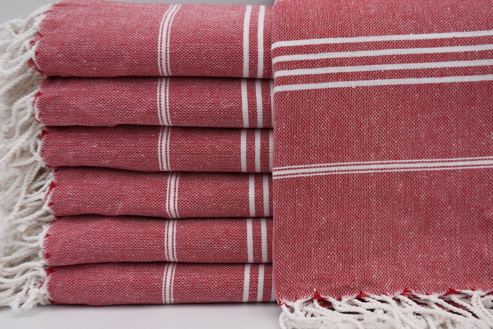 Basiclayersca Monaco Red Turkish Towel 100 Percent Natural Cotton 40 Inch by 70 Inch Versatile Lightweight Quick Drying Absorbent Beach Bath Scarf...