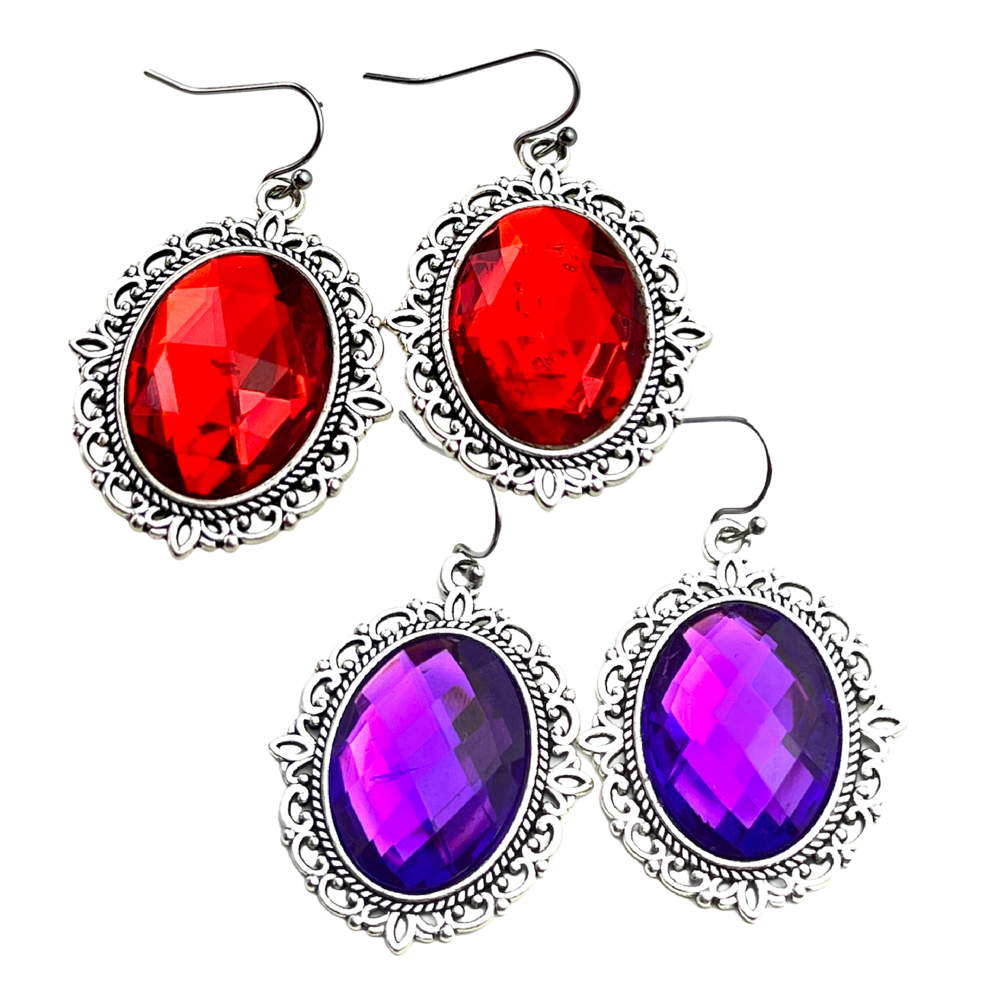 Victorian gothic renaissance inspired red or purple cameo earrings