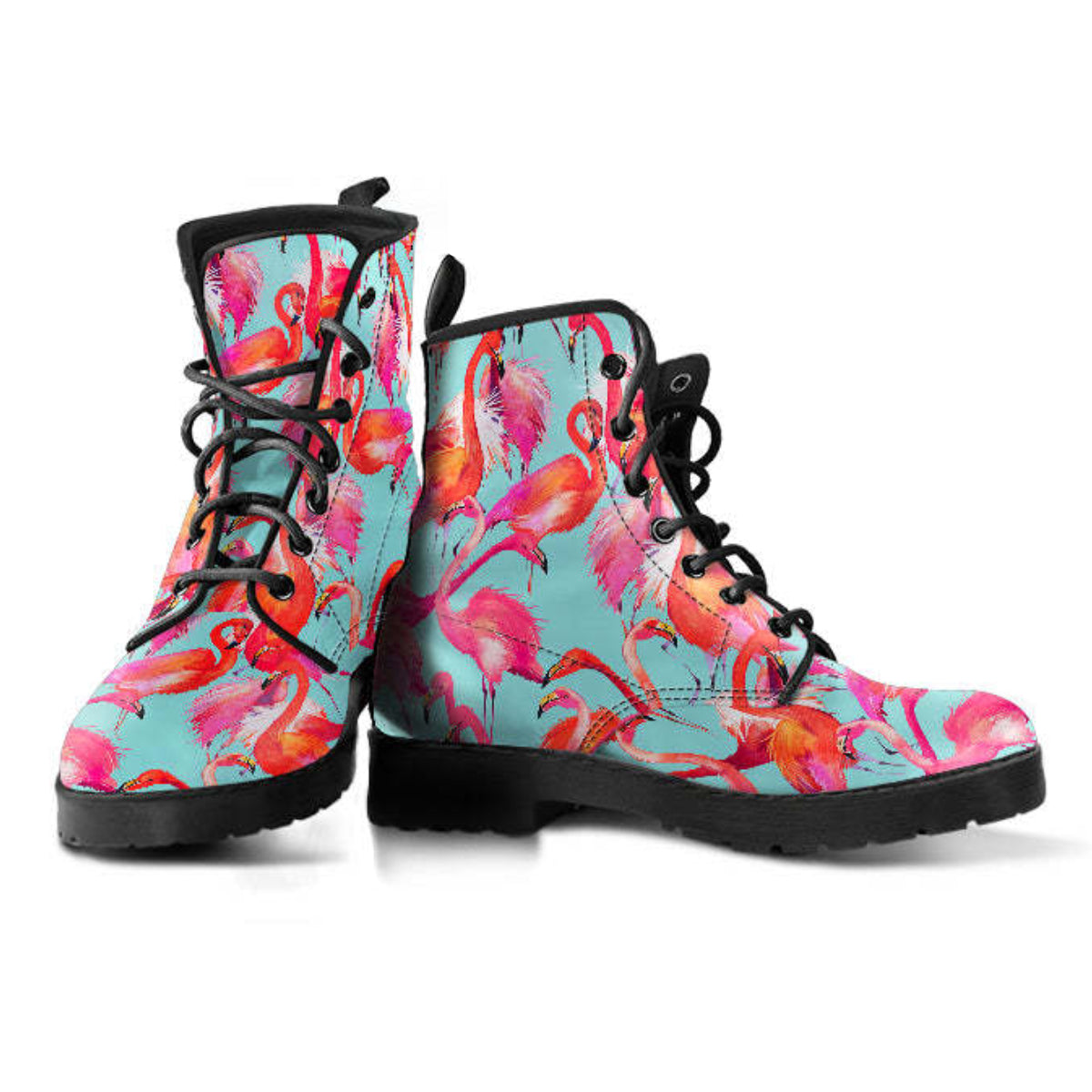 Flamingo Flock Leather Boots