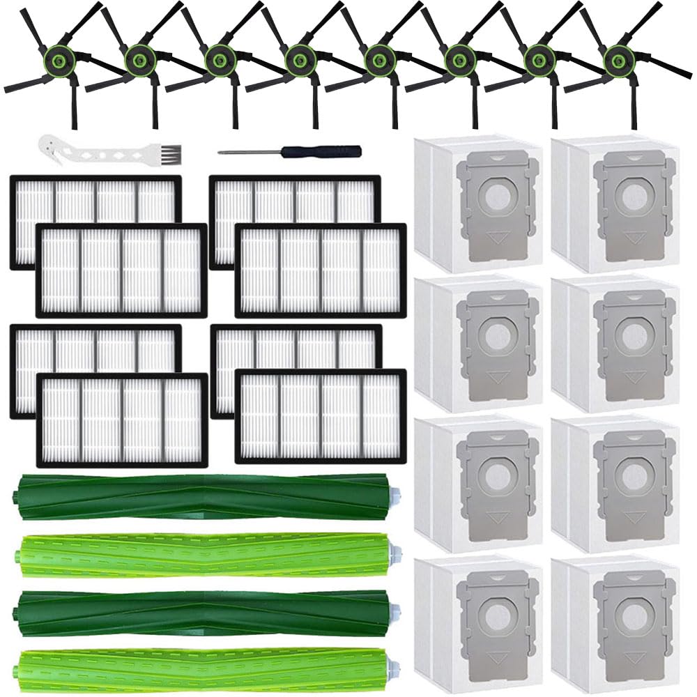 Replacement Parts for iRobot Roomba s9 (9150) s9+ s9 Plus (9550) s Series Vacuum Cleaner, Accessories includes 1 Set of Multi-Surface Rubber Brush,4 Side Brushes,4 Filters,4 Dust Bags