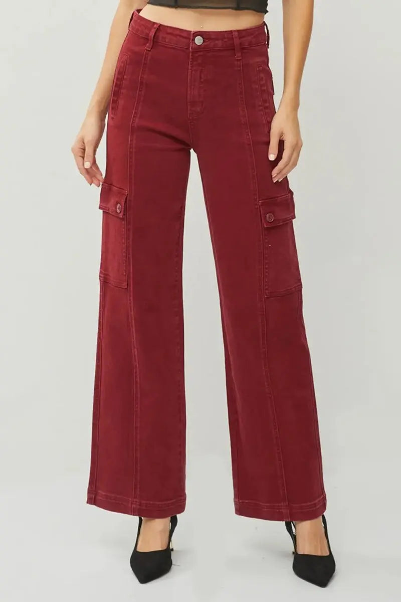 Trendsi High Rise Wide Leg Cargo Women&amp;#39;s Jeans - Everyday Style, USA Ship