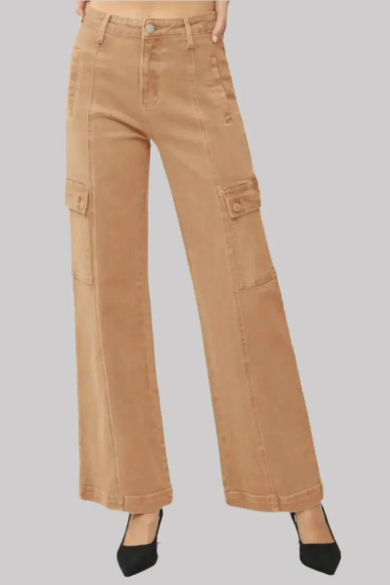 Trendsi High Rise Wide Leg Cargo Women&amp;#39;s Jeans - Comfy &amp;amp; USA Shipped