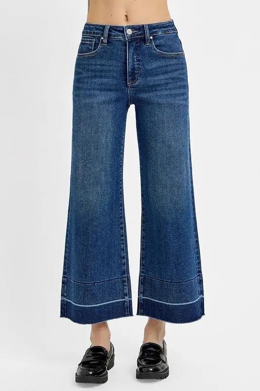 Trendsi RISEN Jeans + Tummy Control + Everyday Wear + Cropped Jeans + High Rise, Wide Hem