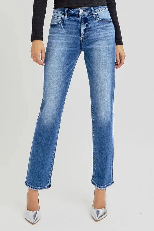 RISEN Mid Rise Ankle Tapered Jeans for Women Casual Style
