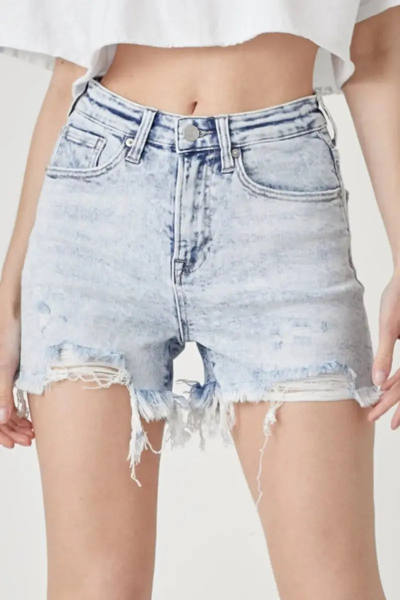 Denim Shorts Women&amp;#39;s Casual High Rise Distressed Raw Hem Summer Shorts
