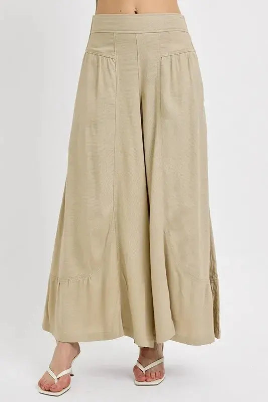 Trendsi Shirring Wide Leg Pants Women&amp;#39;s Casual Flowy Trousers USA Ship