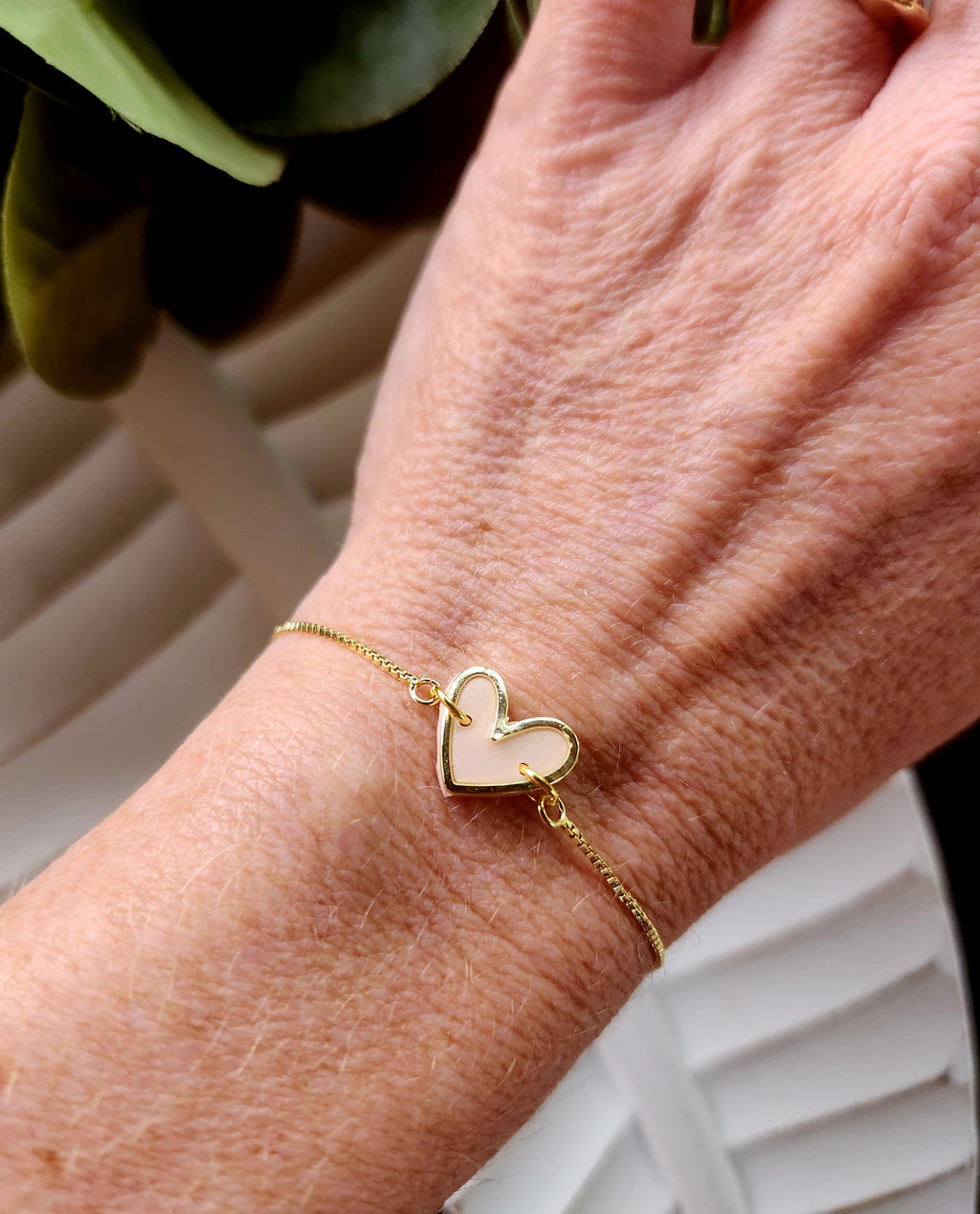 Gold Heart Slider Bracelet- 18k gold plated