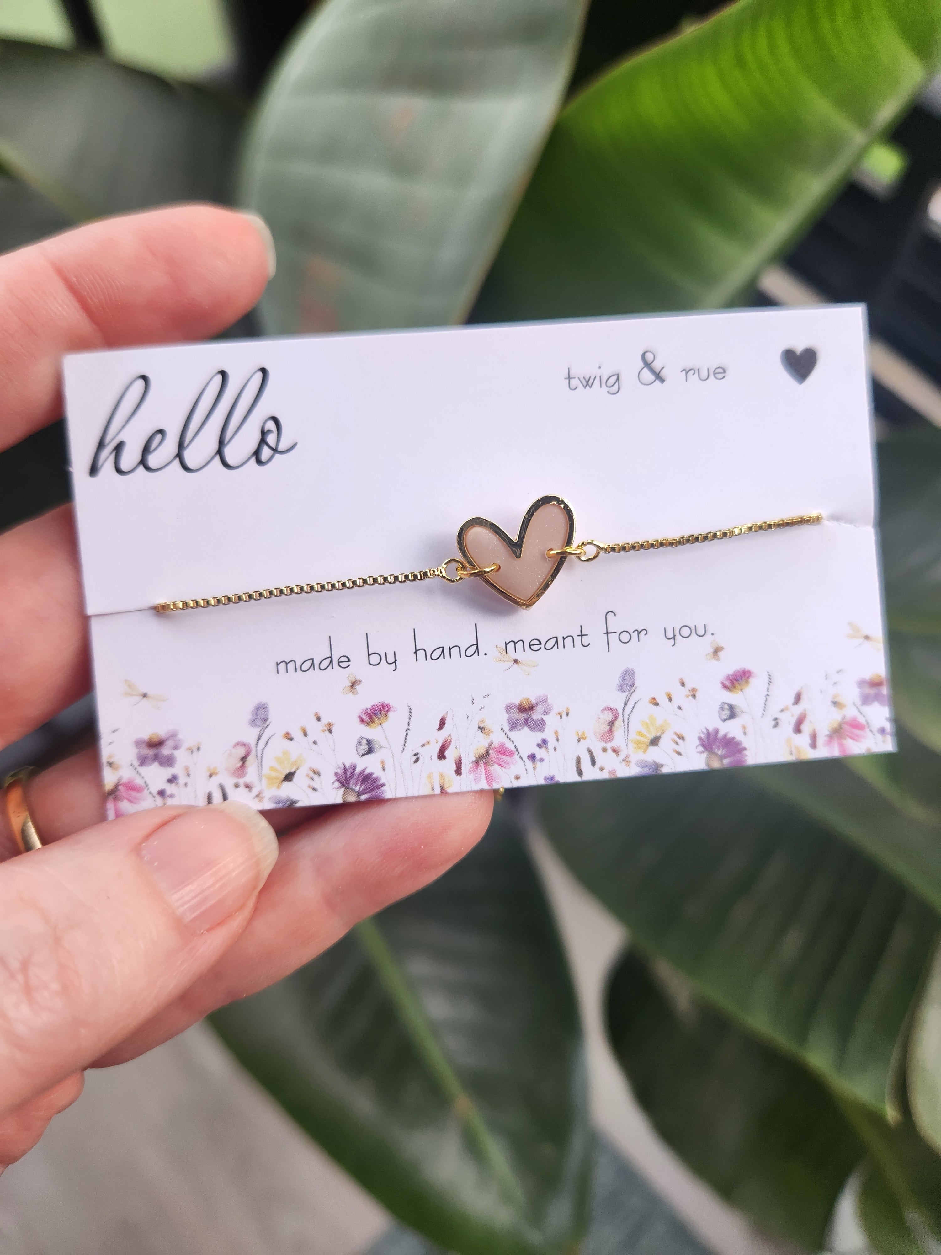 Gold Heart Slider Bracelet- 18k gold plated