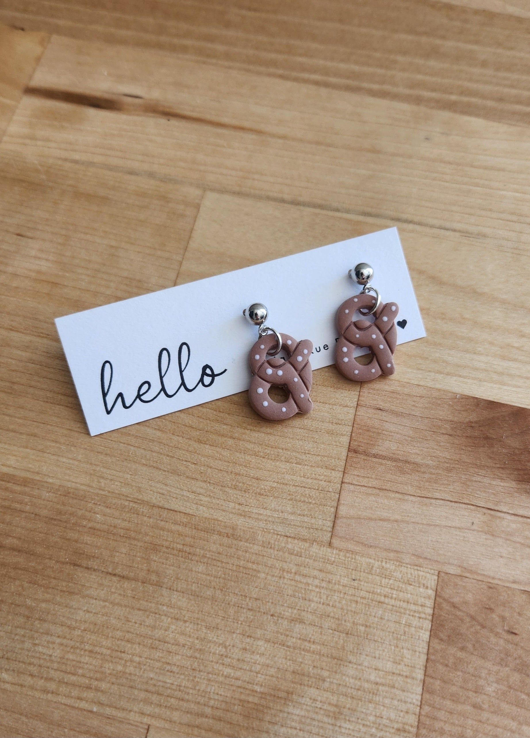 Pretzel clay earrings