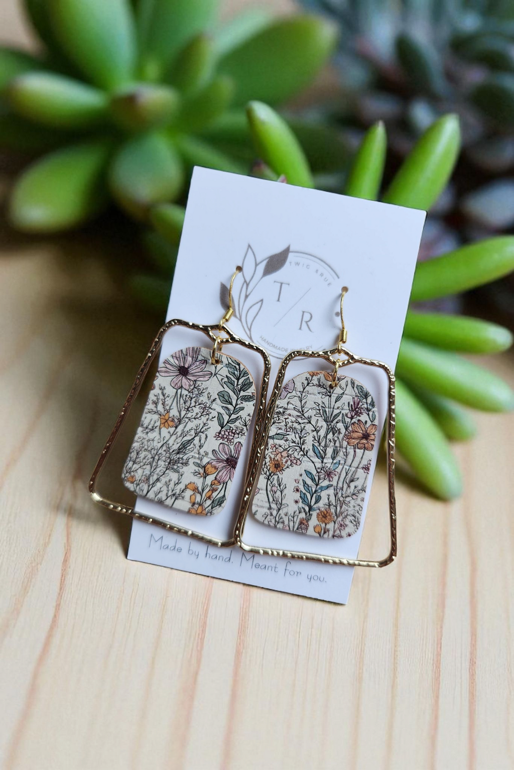 Chloe| Floral leather statement earring