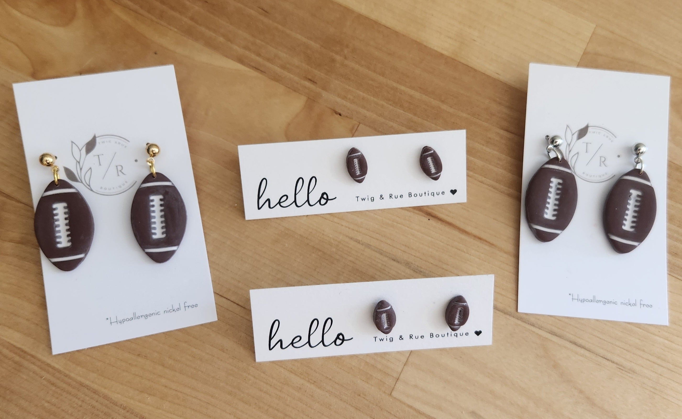 Football dangle earrings