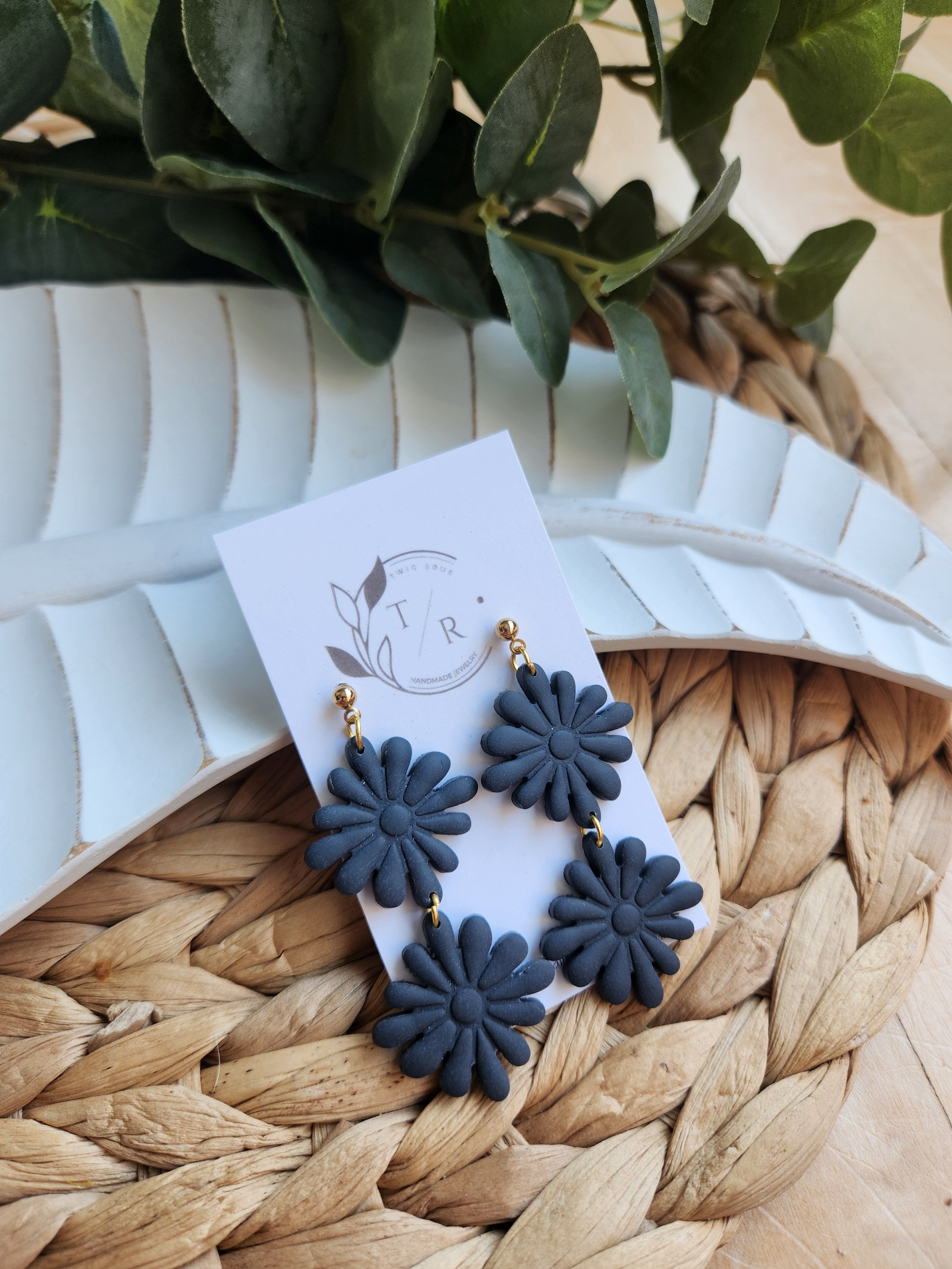 Thomas| Double Floral clay earring