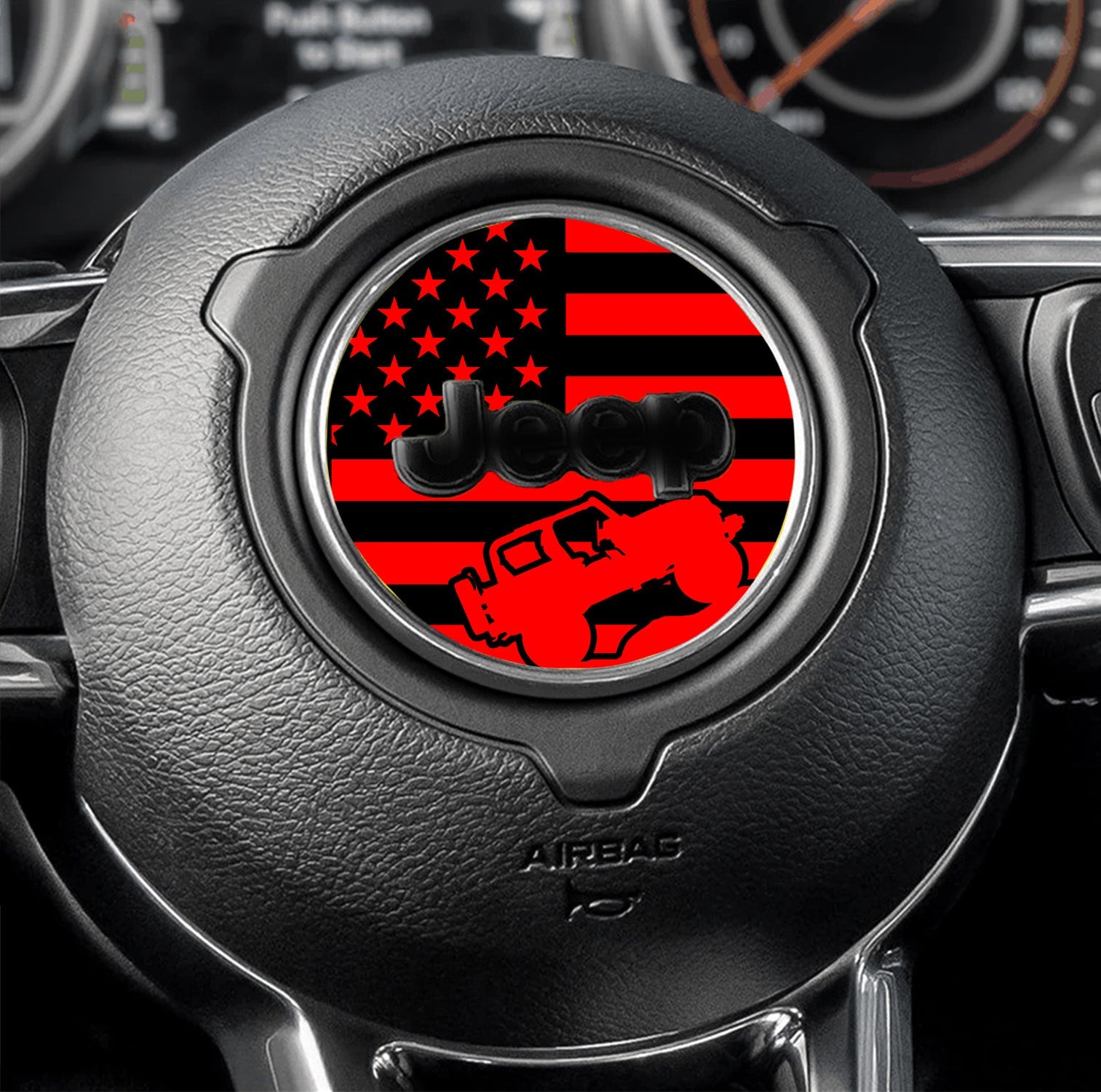 Steering wheel decal red and black rock crawler flag decal