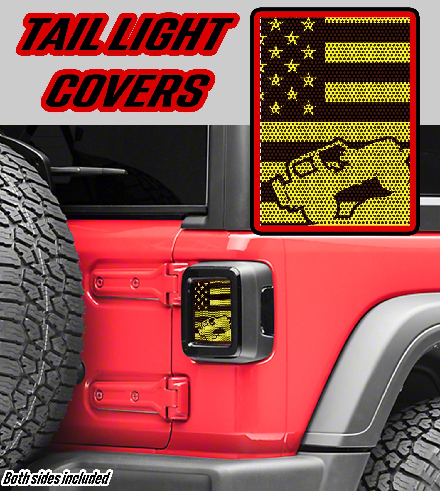 Yellow Rock crawler Taillight cover decal