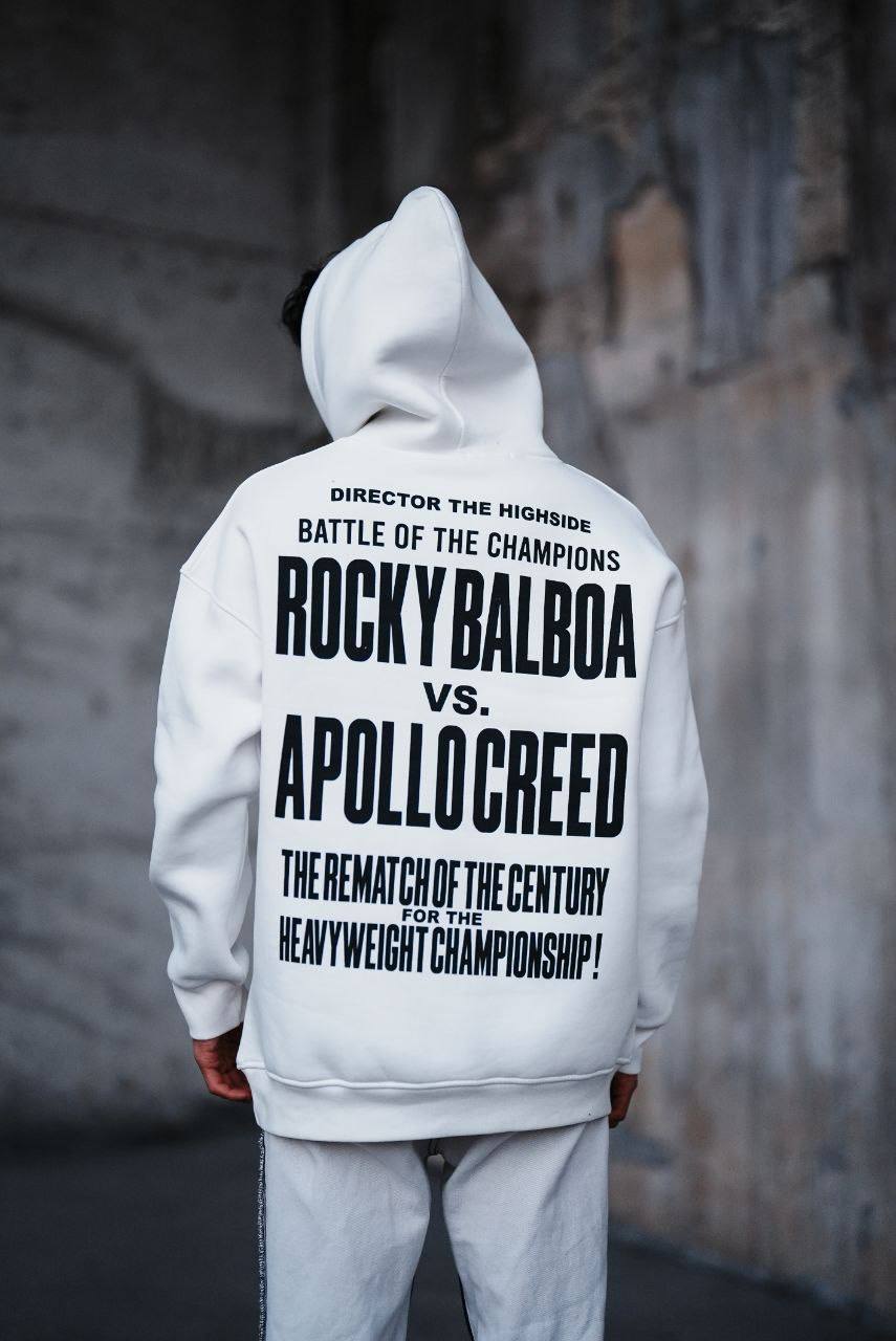 Oversize &#39;Rocky Balboa vs. Apollo Creed&#39; Graphic Hoodie - Boxing Match Sweatshirt