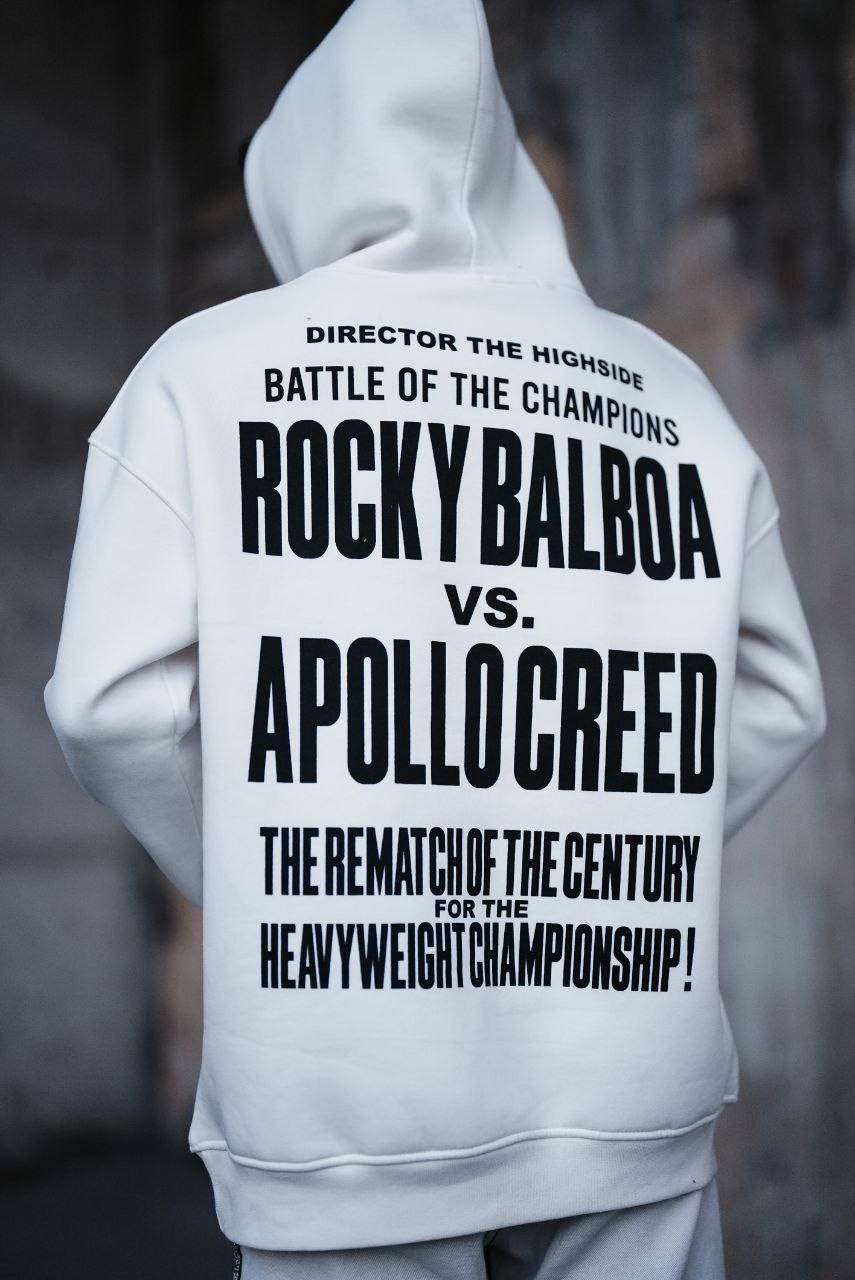Oversize &#39;Rocky Balboa vs. Apollo Creed&#39; Graphic Hoodie - Boxing Match Sweatshirt